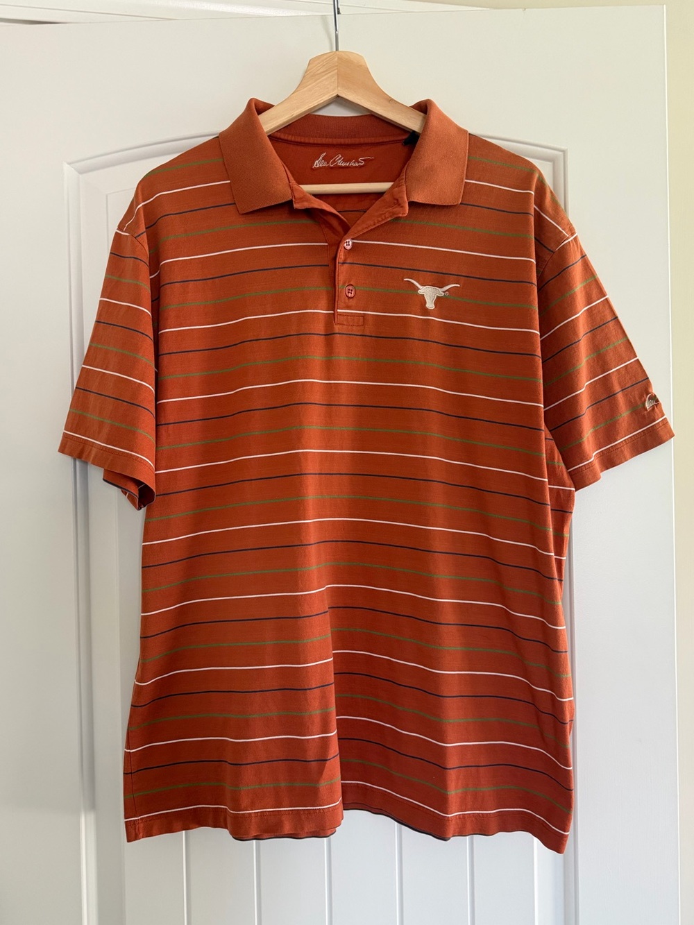Vintage Ben Crenshaw Men's Texas Longhorn Dark Orange Striped Golf Polo Shirt XL